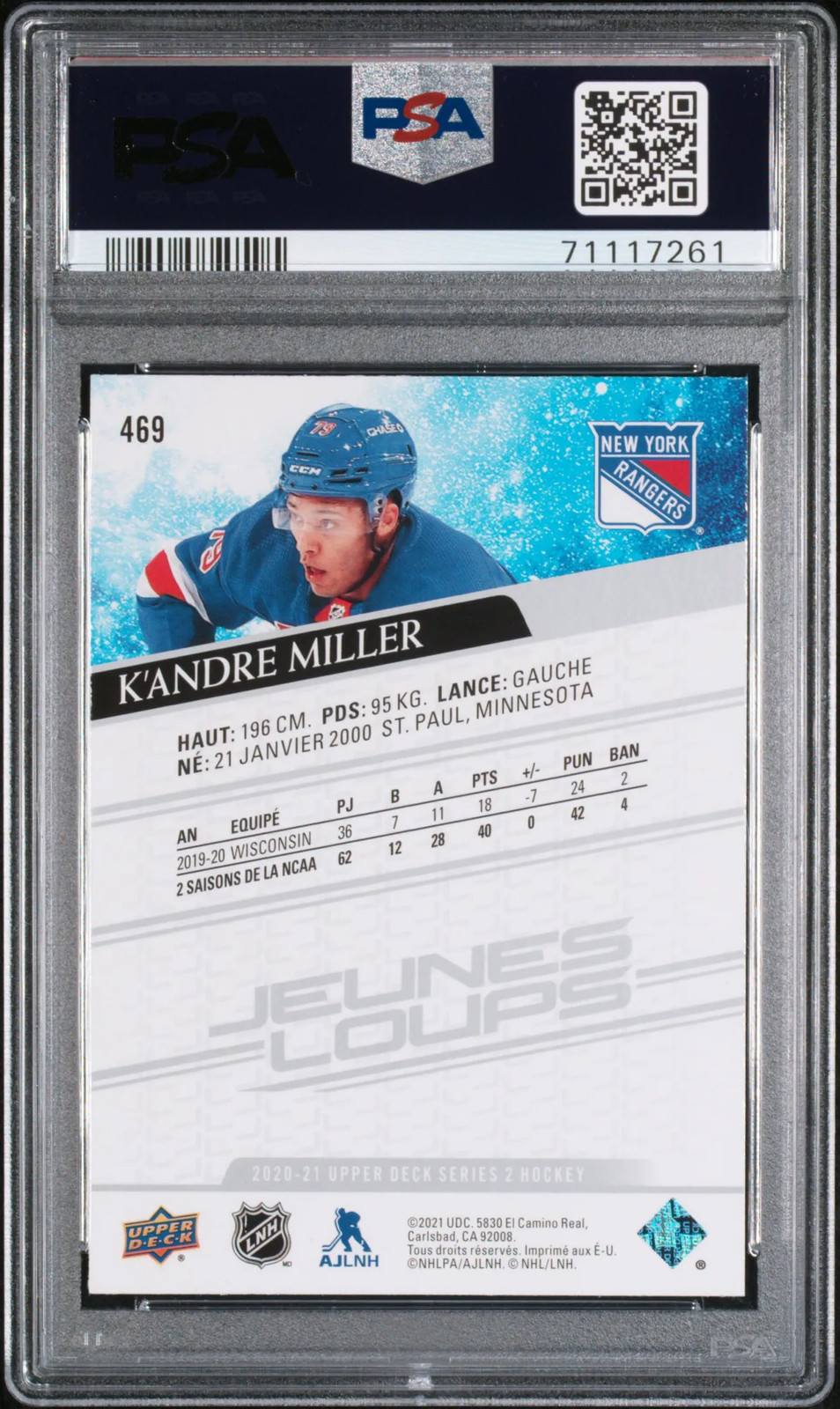 2020-21 Upper Deck K’andre Miller #469 French Young Guns Rookie PSA 9