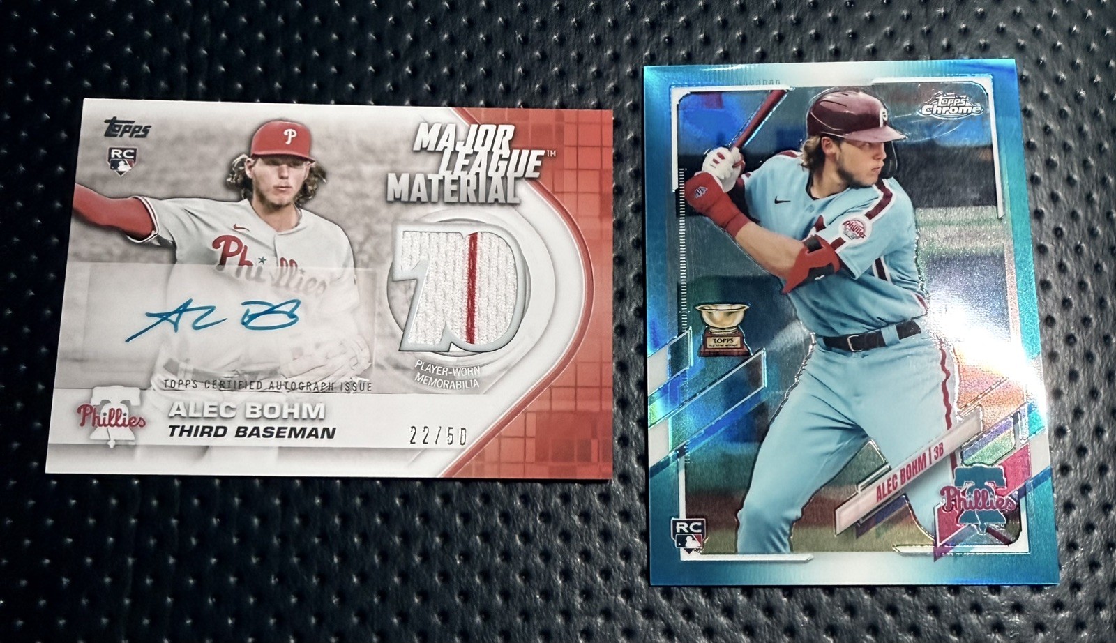 2021 Alec Bohm Topps Update Series RC Auto /50 #MLMA-AB + Topps Chrome #119 /150
