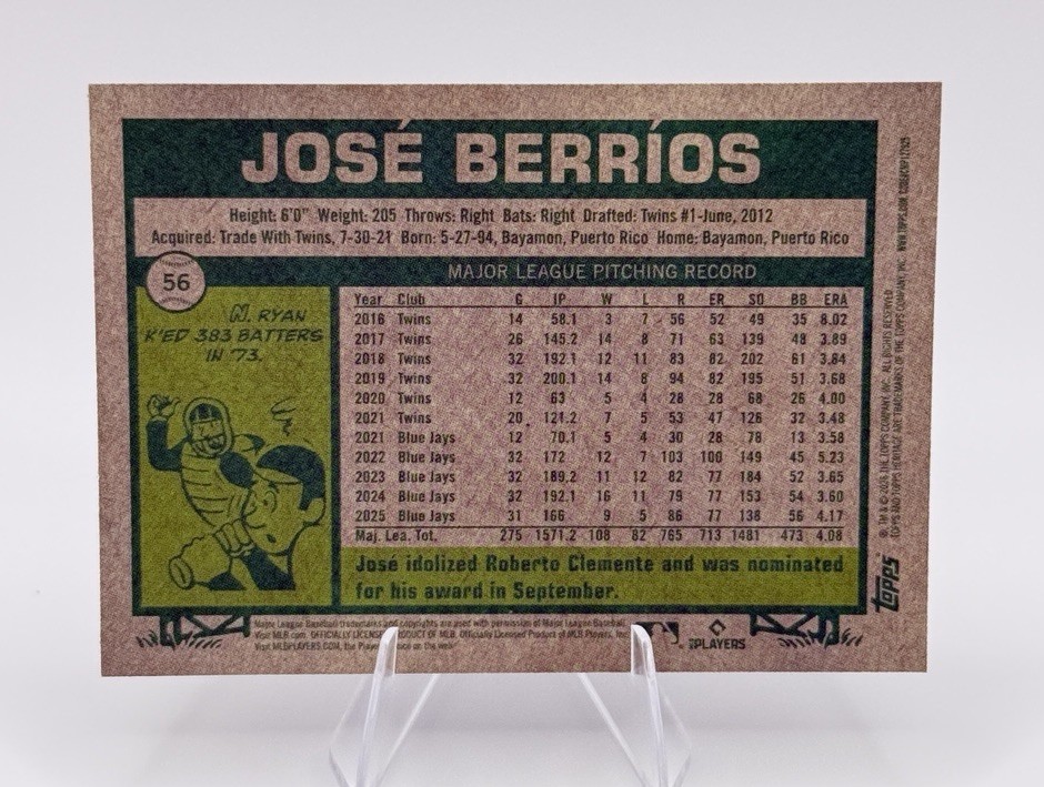 2026 Topps Heritage #56 José Berríos Chrome Silver Sparkle Refractor Blue Jays