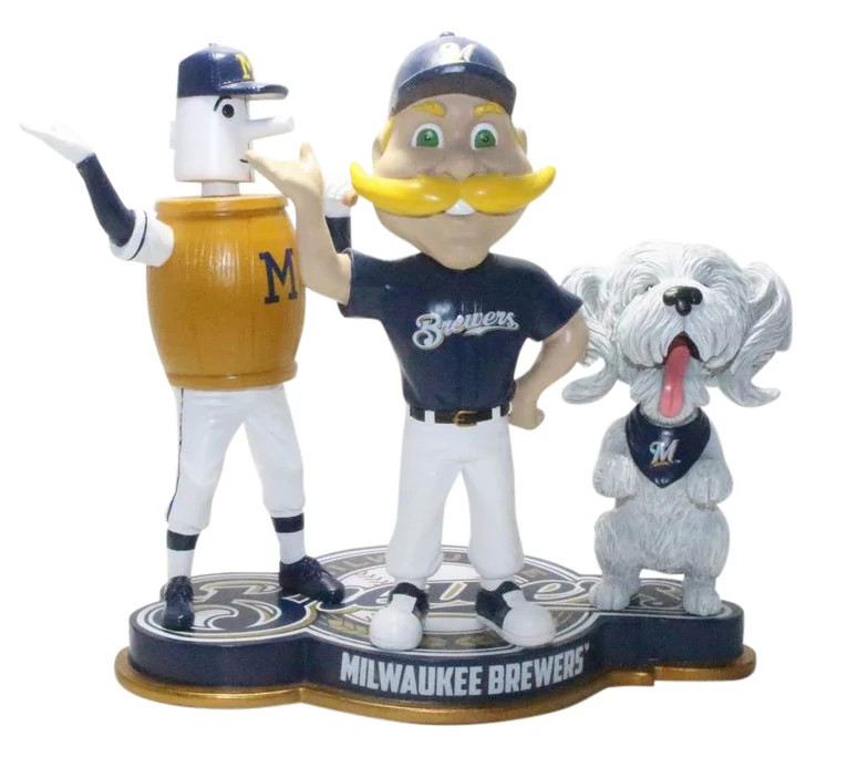 Milwaukee Brewers Bernie Brewer Barrelman Hank Triple Mascot Bobblehead MLB
