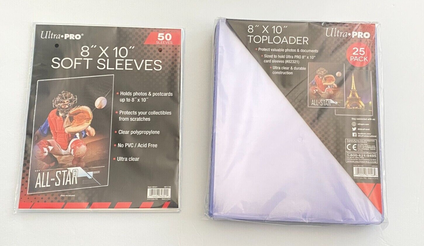 (25)Ultra Pro 8 X 10 Toploader 8-Inches x 10-Inches Top Loader + 50 soft sleeves
