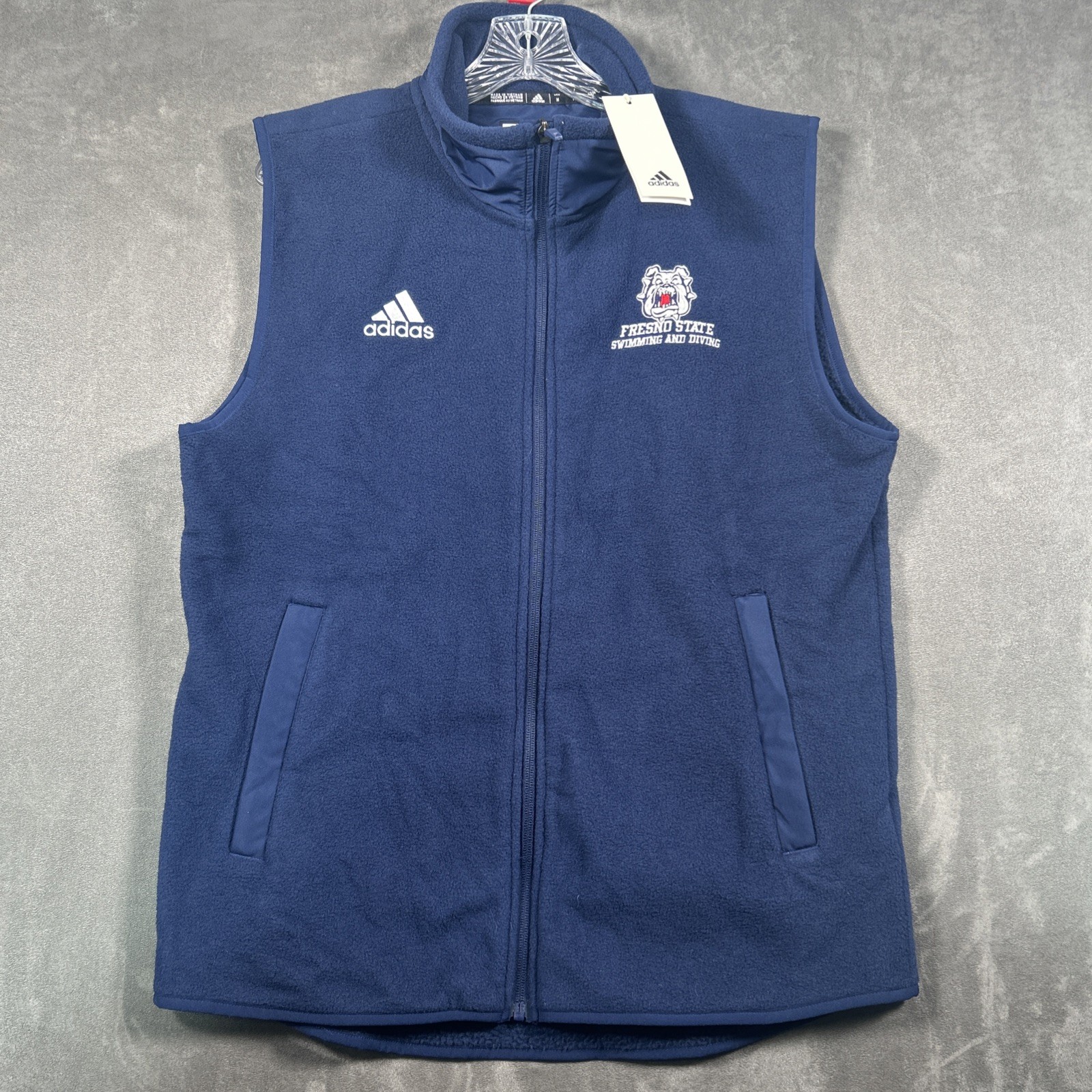 Fresno State Bulldogs Fleece Vest Adidas Full Zip Mens Swimming Diving Team