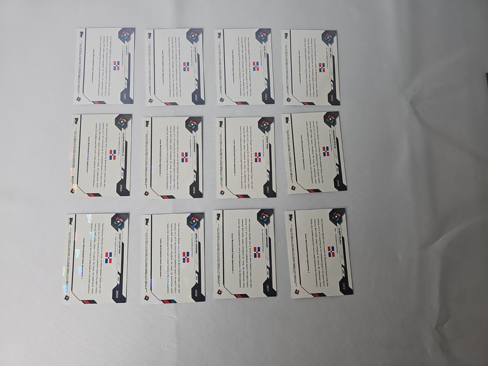 2026 World Baseball Classic Topps Now Team Dominican Republic 12 BASE CARDS