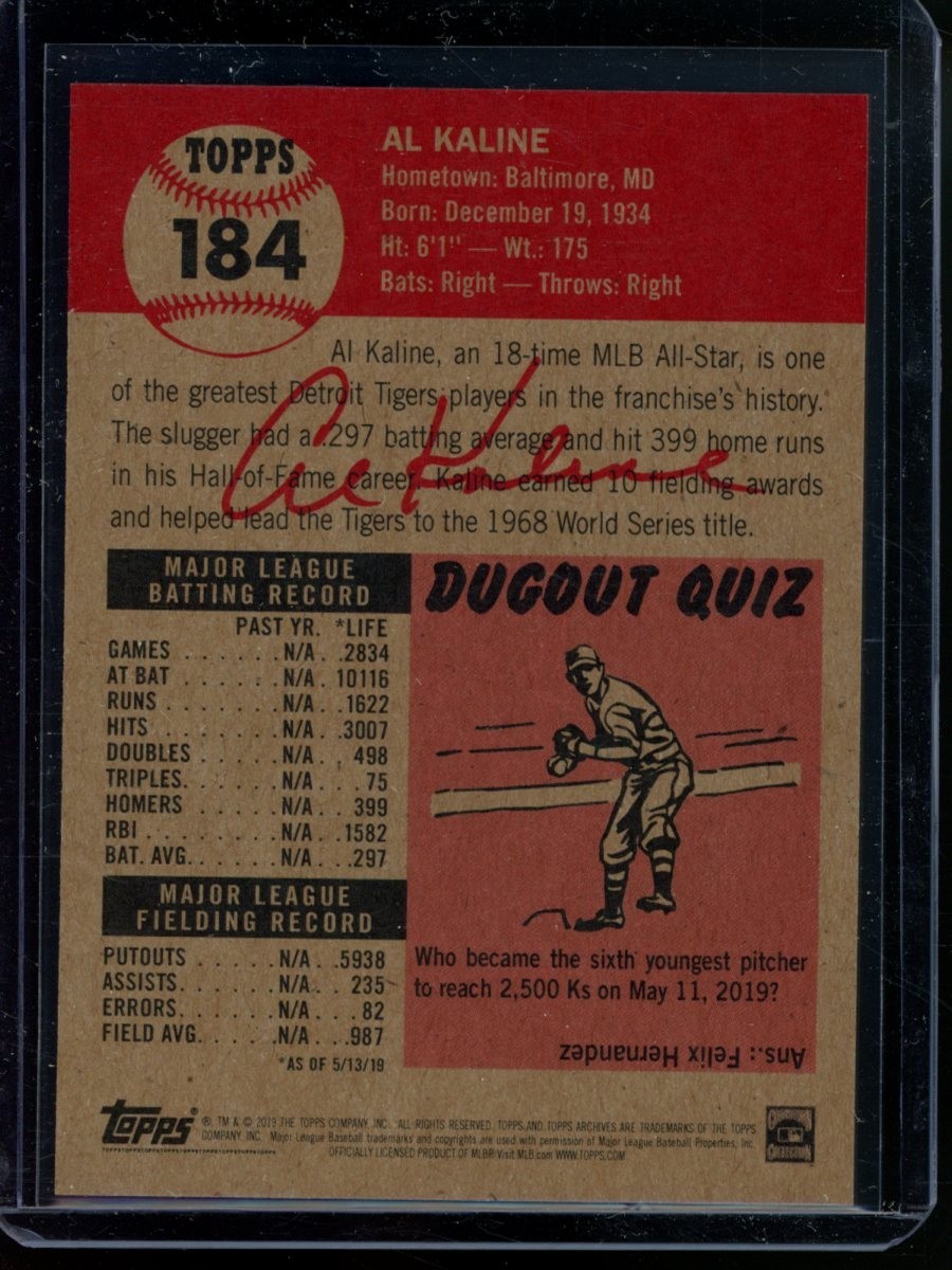 2019 Topps Living Set #184 Al Kaline Card (Qty)