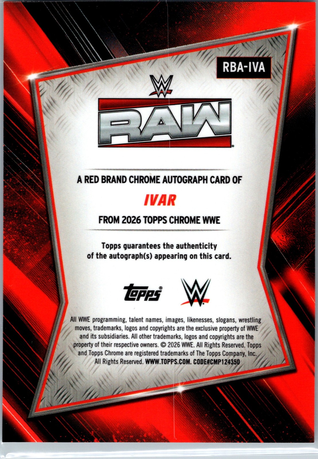 2025 Topps Chrome WWE #RBA-IVA Ivar Red Brand Autographs