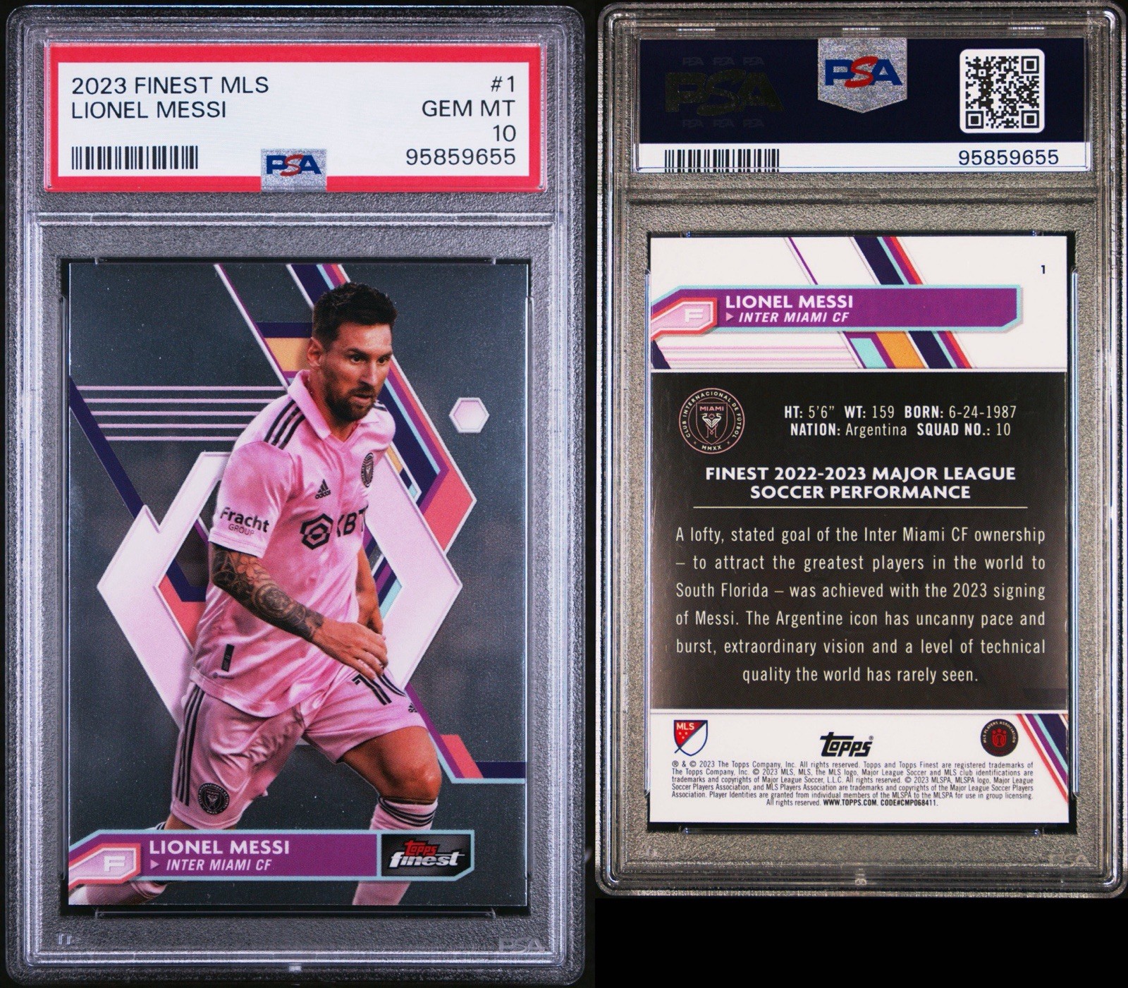 2023 Topps Finest MLS – Lionel Messi #1 PSA 10