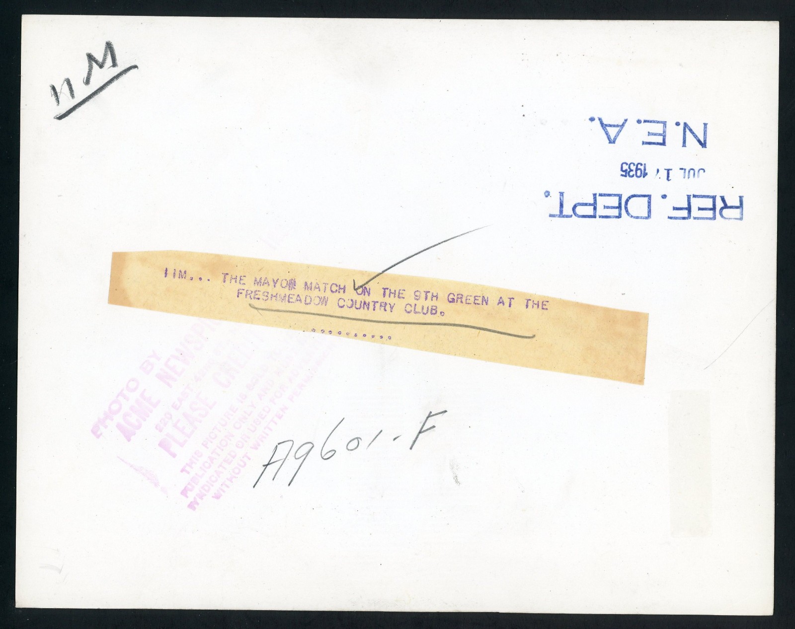 1935 Fresh Meadow Country Club Type 1 Original Golf Photo Long Island Open ACME