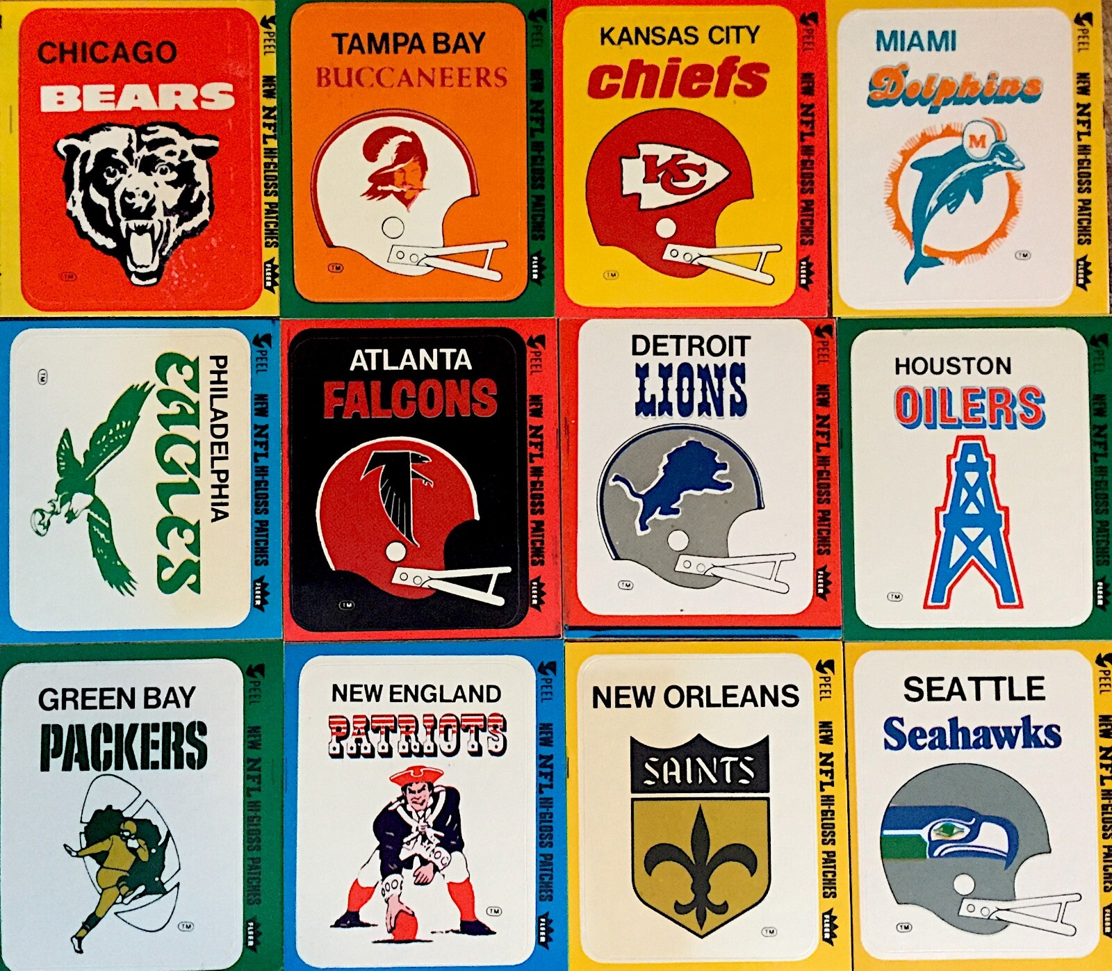 1980 Fleer NFL Team Action Football Logo Stickers / U Pick Cards / Buy4+ Save20%