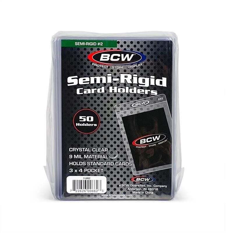 1 pack of 50 BCW 3″ x 4 ½” Semi-Rigid #2 Standard Sized Card Holders