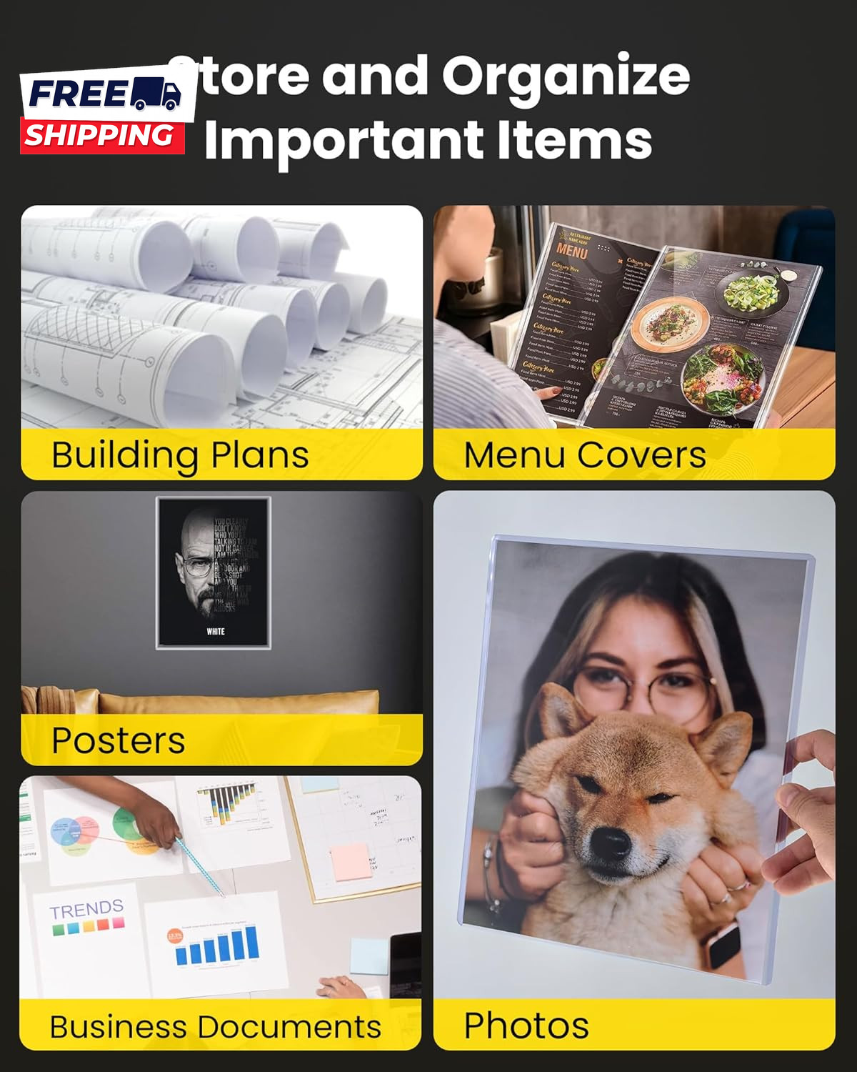8.5 X 11 Hard Plastic Sheet Protectors Rigid Clear Toploaders for Documents