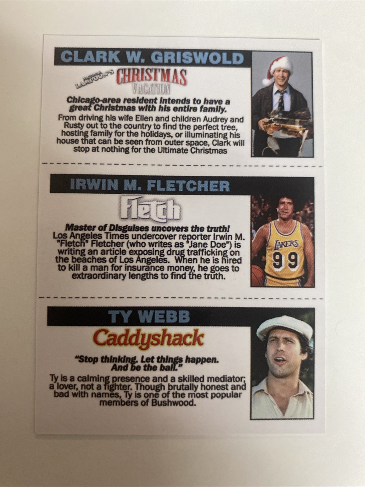 A664 1980-81 Ty Webb Fletch Clark Griswold Chevy Chase Caddy Shack Custom Card