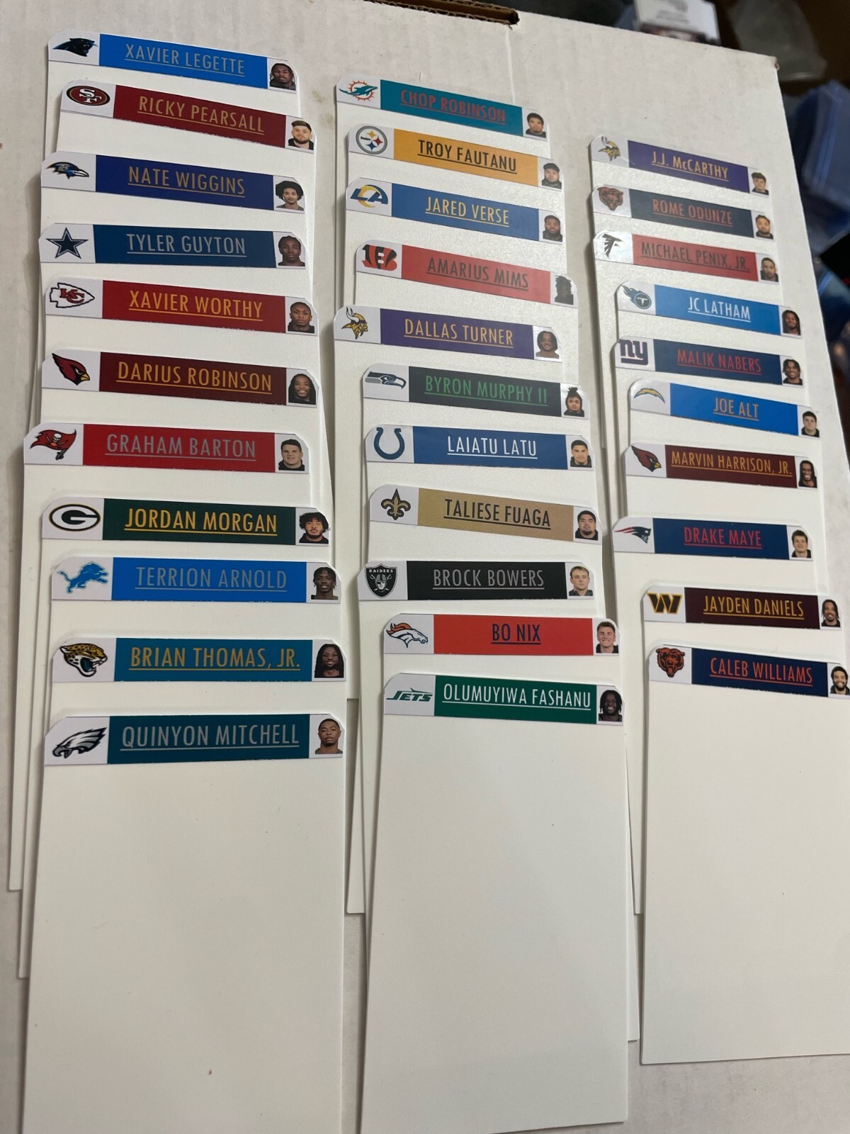 Customized BCW Tall Dividers 2024 NFL Draft Rookie Class