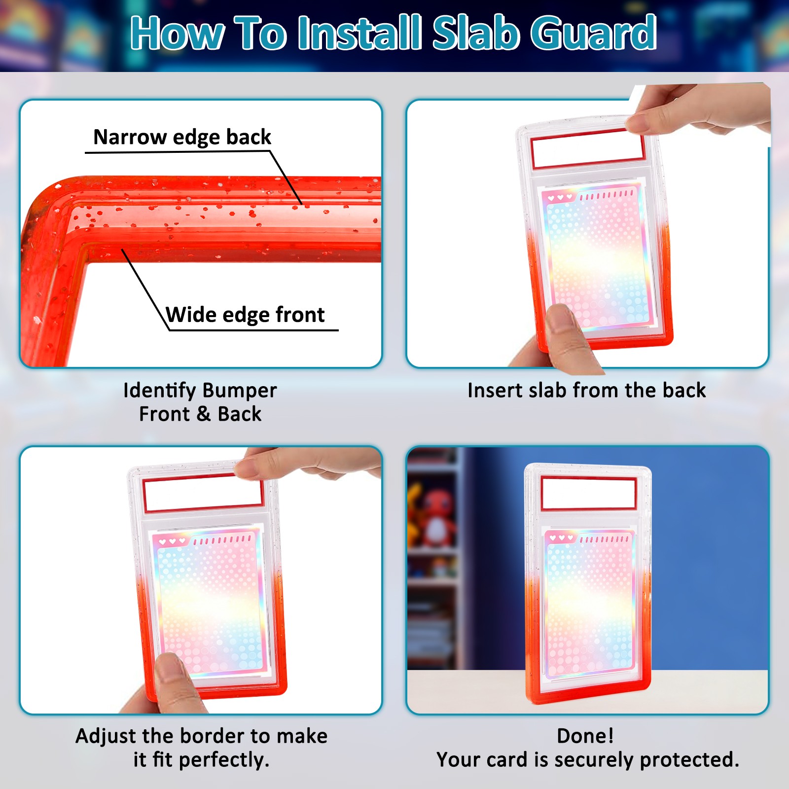 3-60Pcs Gradient Protect Frame For PSA Graded Card Slab Bumper Guard Protector