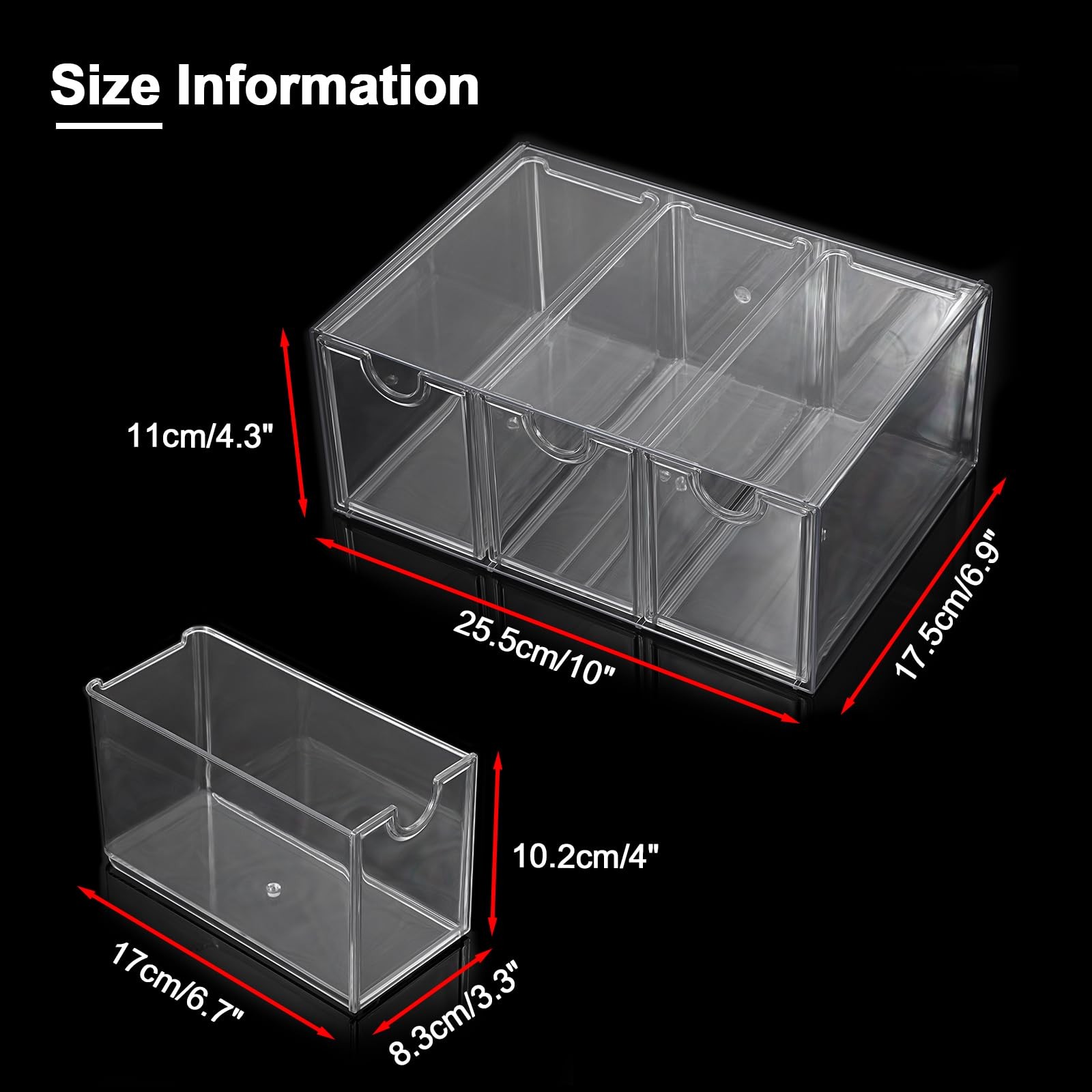 1 Plastic Trading Card Storage with 3 Drawers, Clear Stackable TCG/Card Organ…