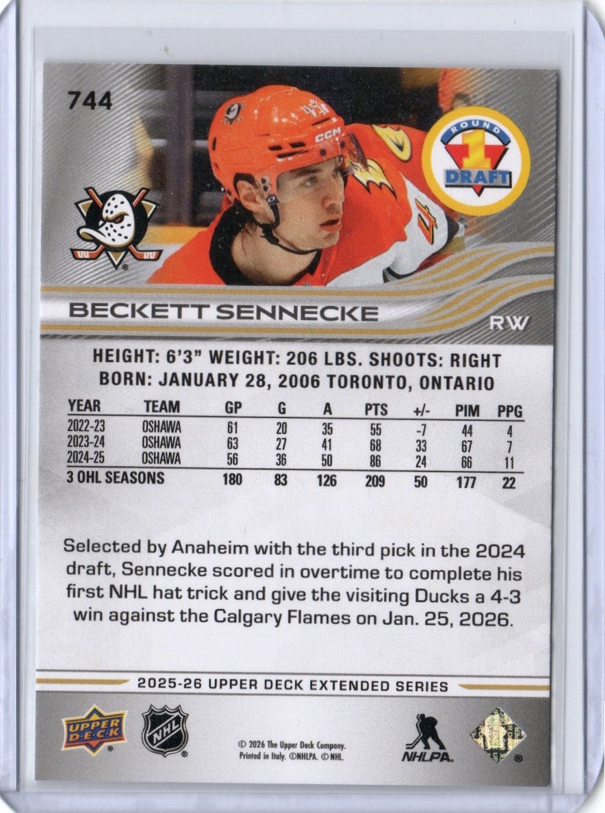 2025-26 Upper Deck #744 Beckett Sennecke