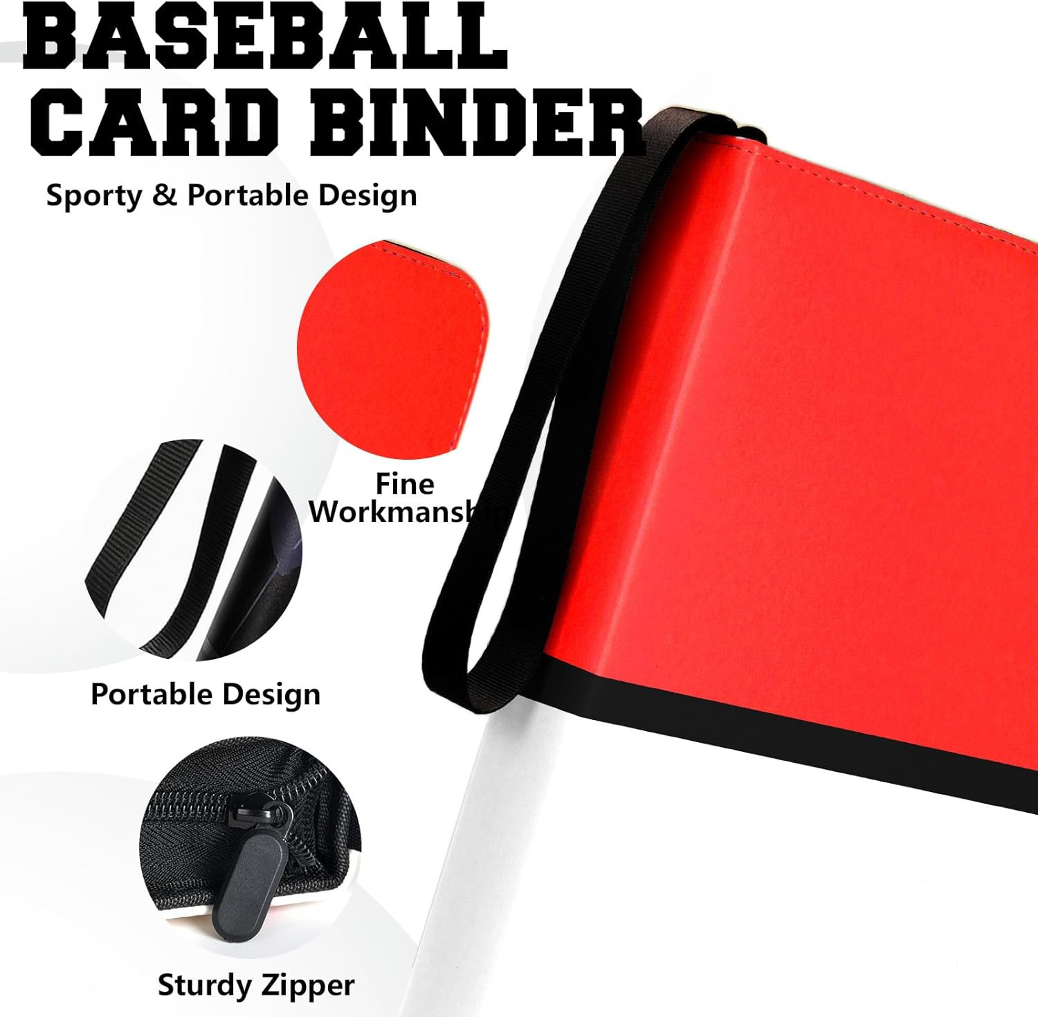 9 Pocket Trading Card Zip Binder – Holds 1080 Cards, 60 Pages Large-Capacity,Dou