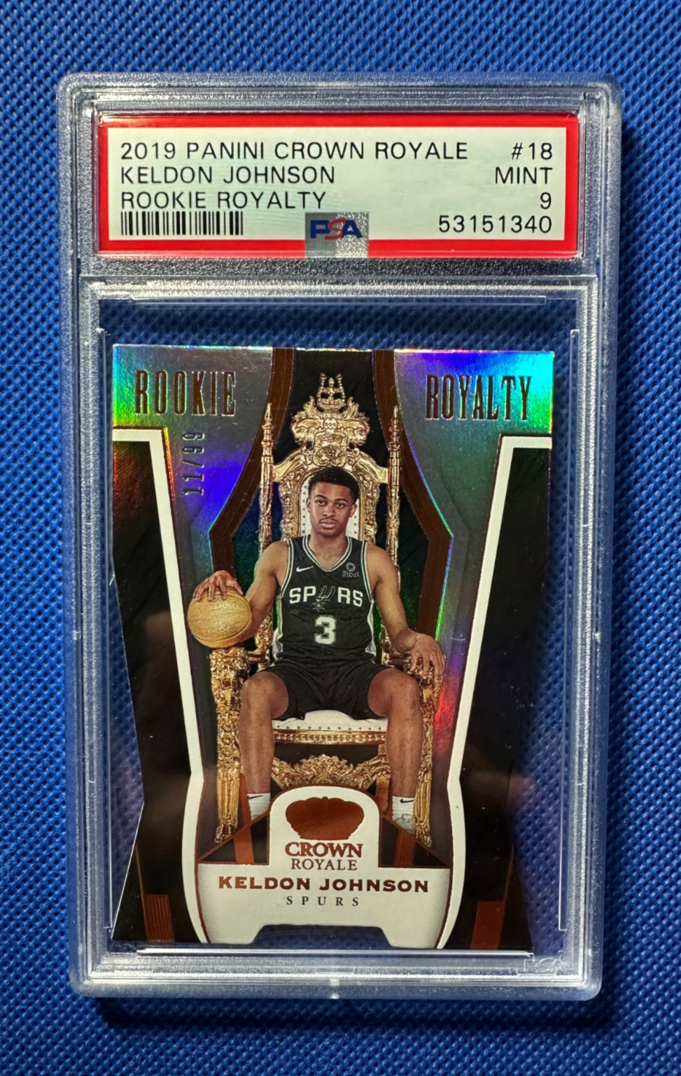 Keldon Johnson 3/5 Panini Crown Royale Rookie Royalty PSA (9) 2019 (RARE)