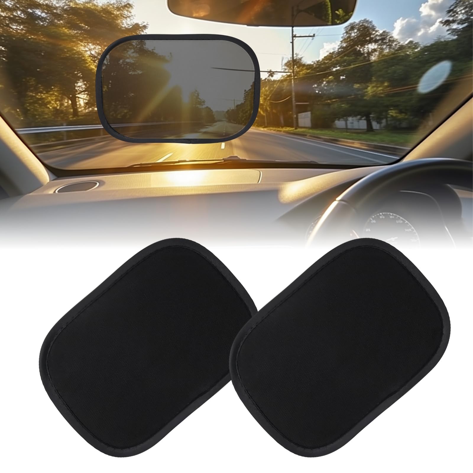 Mini Car Window Shades 2 Pack, Static Cling Car Visor for Windshield & Side W…
