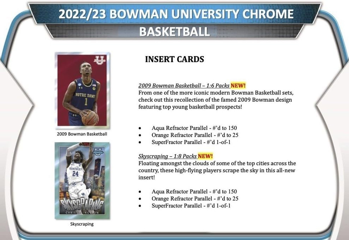 2022 2023 Topps Bowman University Chrome Basketball Series Unopened Factory Seal