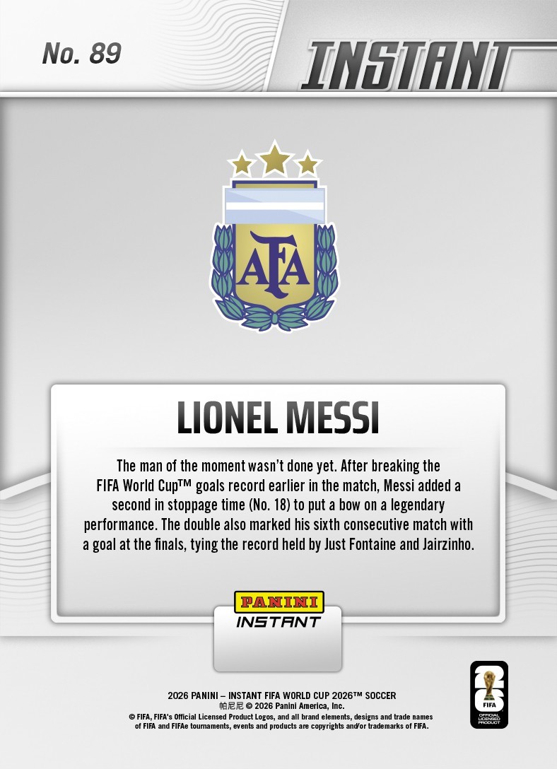 *PRESALE* 2026 Panini Instant FIFA World Cup Lionel Messi #89 ~ Argentina