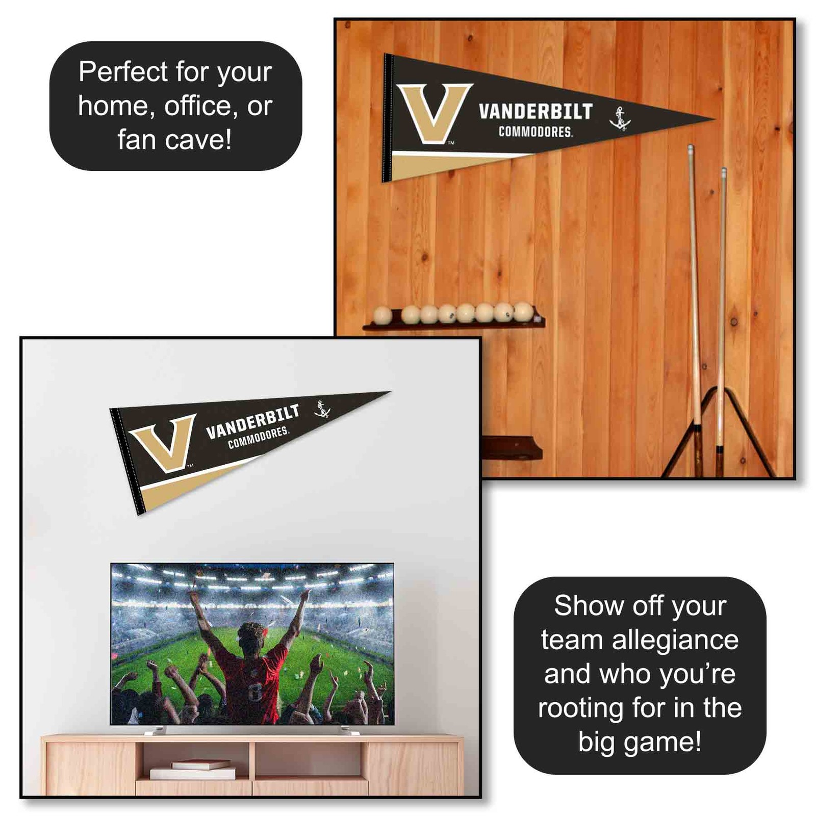 Vanderbilt Commodores 12 in X 30 in Wordmark College Pennant