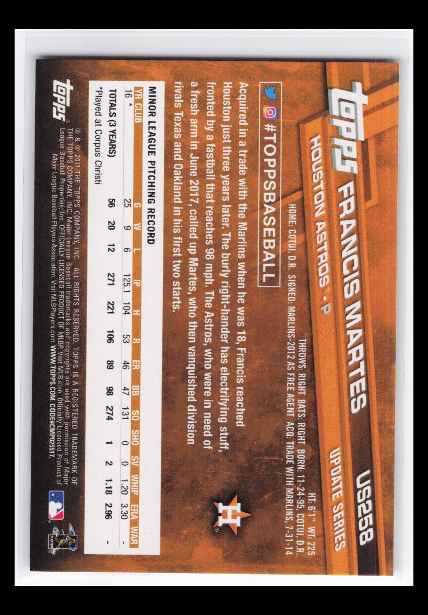 2017 Topps Update #US258 Francis Martes