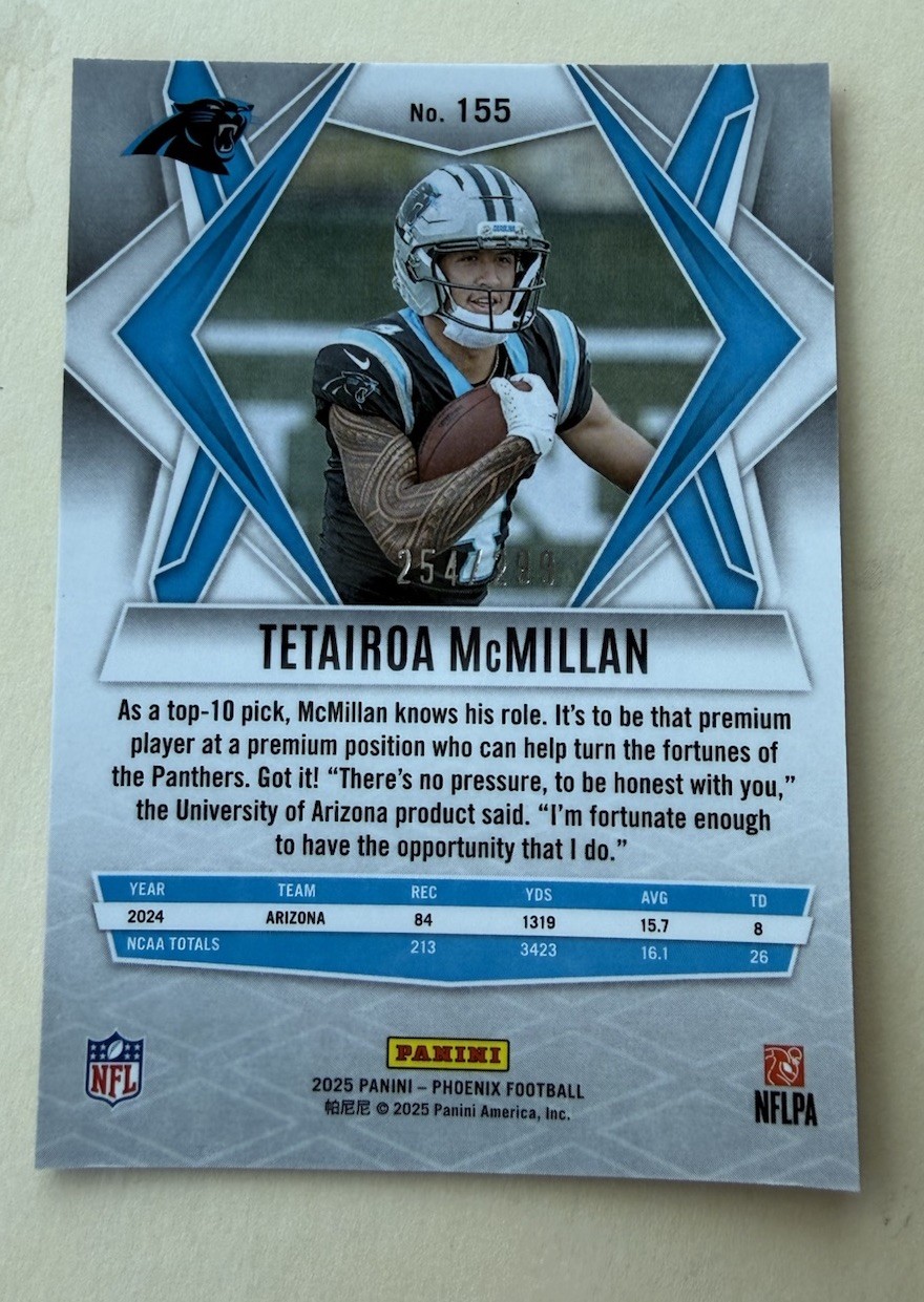 2025 Panini Phoenix – Rookies Tetairoa McMillan #155 Pink Winter /299 (RC)