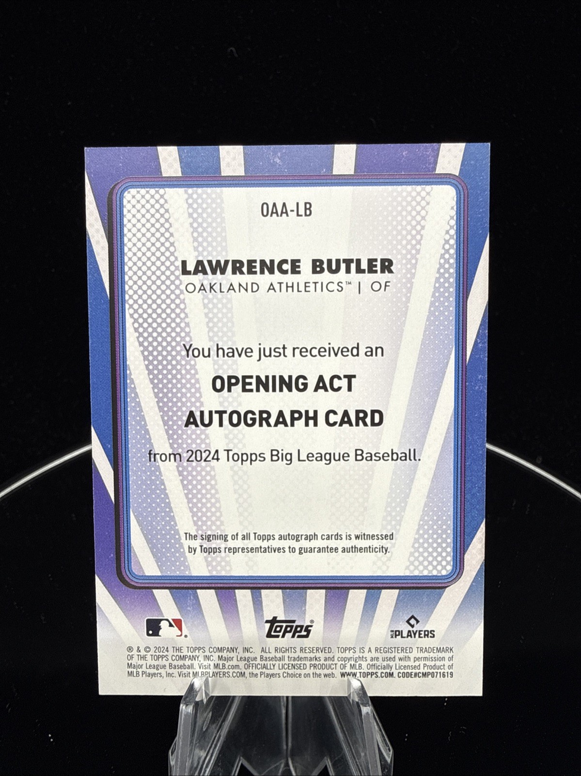 2024 Topps Big League Opening Act Autographs Lawrence Butler RC Auto Athletics