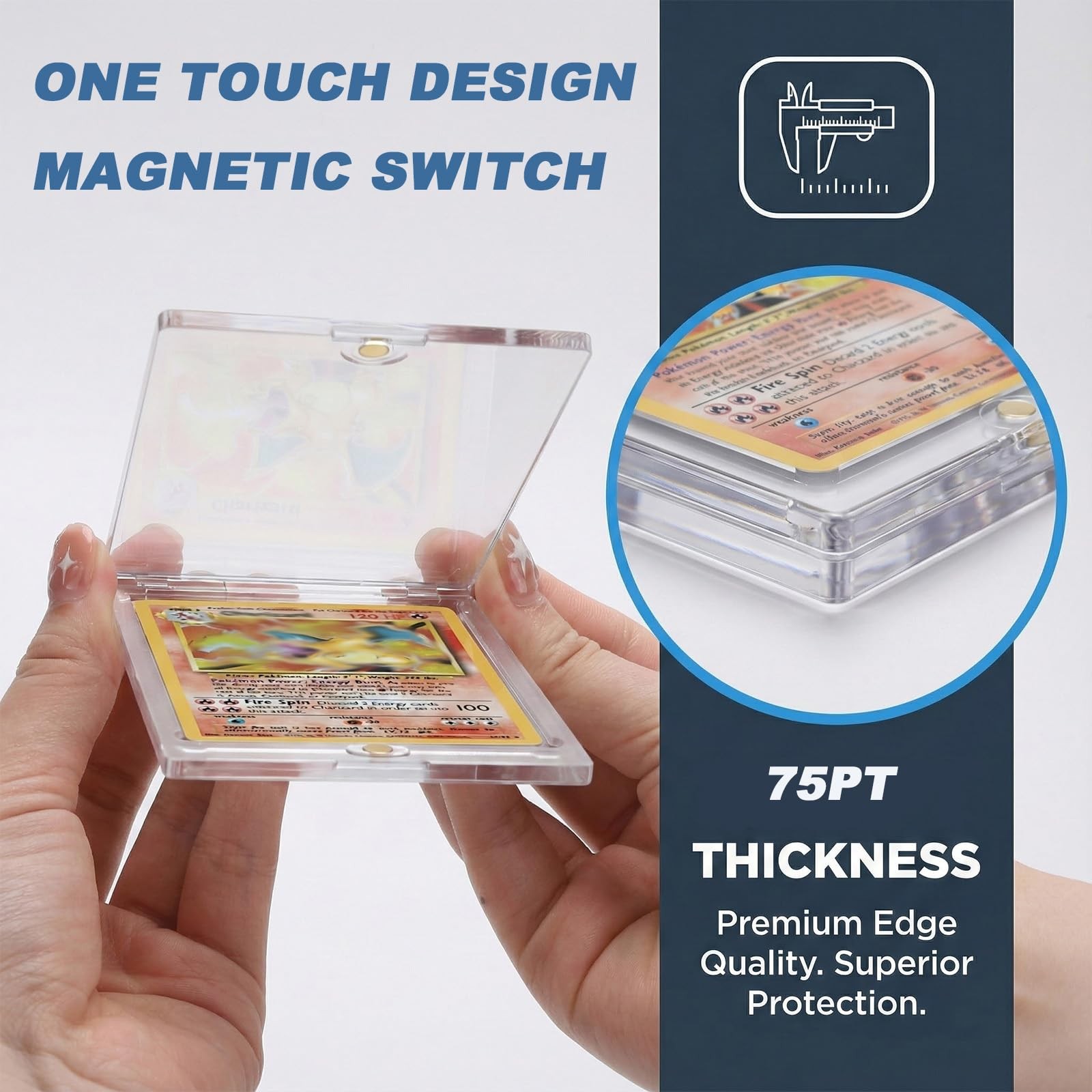 50 Pcs 75 Pt Acrylic Magnetic Card Holders, Touch , Clear Card Protectors, Ha…