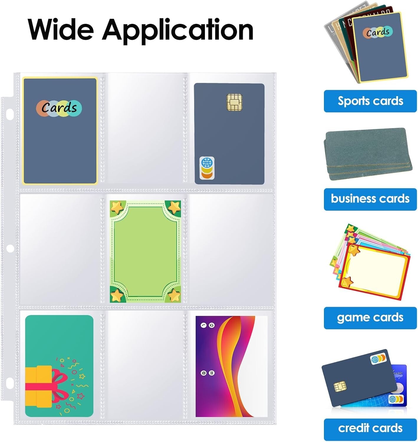 540 Pockets Card Sleeves Binder Sheets Baseball Card Sleeves Pages for 3 Ring…