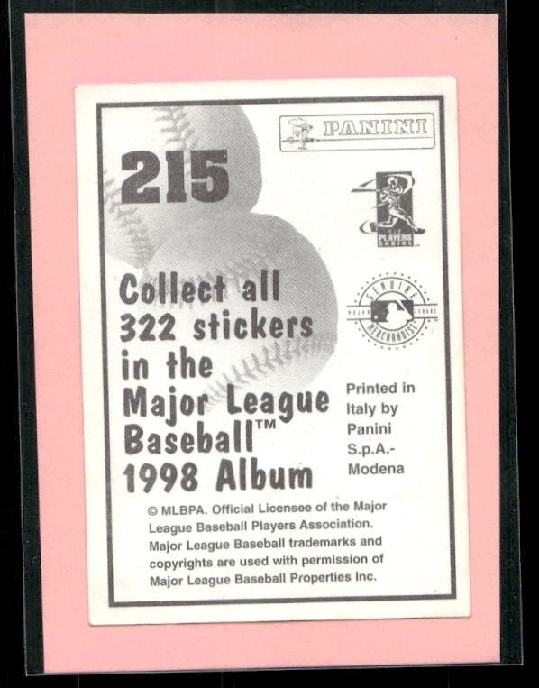 VENEZUELAN FRANK THOMAS HOF 1998 PANINI VENEZUELA STICKER #215 TOUGH! TPHLC-6245