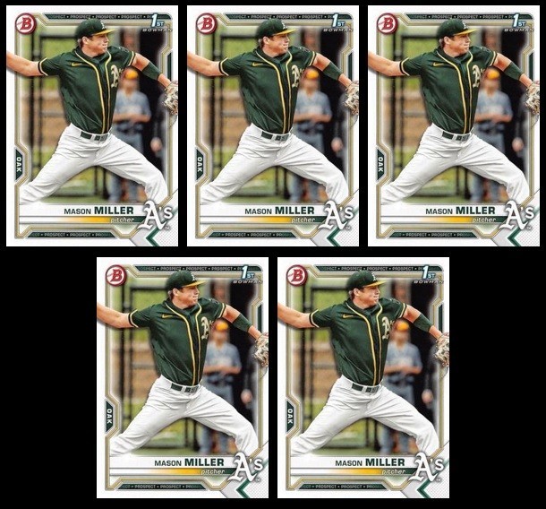Lot of 5 2021 Bowman Draft #BD-85 Mason Miller 1st Bowman
