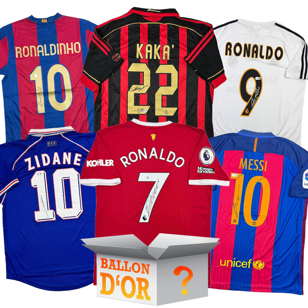 Ballon d’Or Autographed/Signed Jersey Mystery Box with PSA JSA or Beckett COA