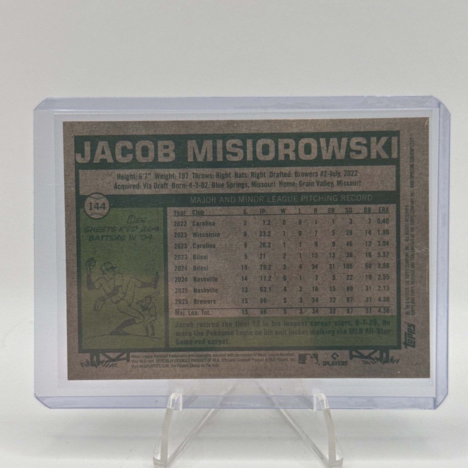 2026 Topps Heritage – Jacob Misiorowski #144 (RC)