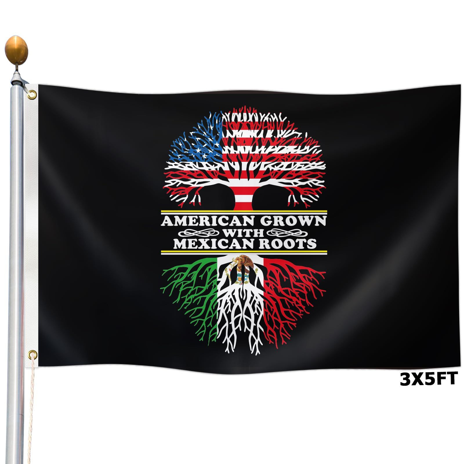 Kartasura 3 Ply American Crown with Mexican Roots Country Nation Flag 3×5 Ft