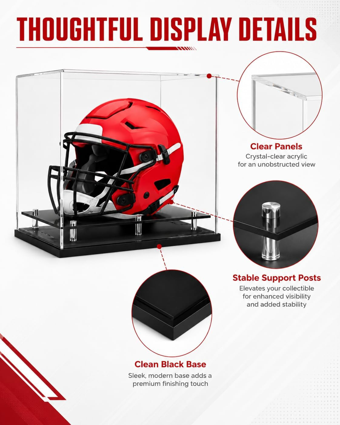 Football Helmet Display case Full Size,Self-Assembly Acrylic Helmet Display Case