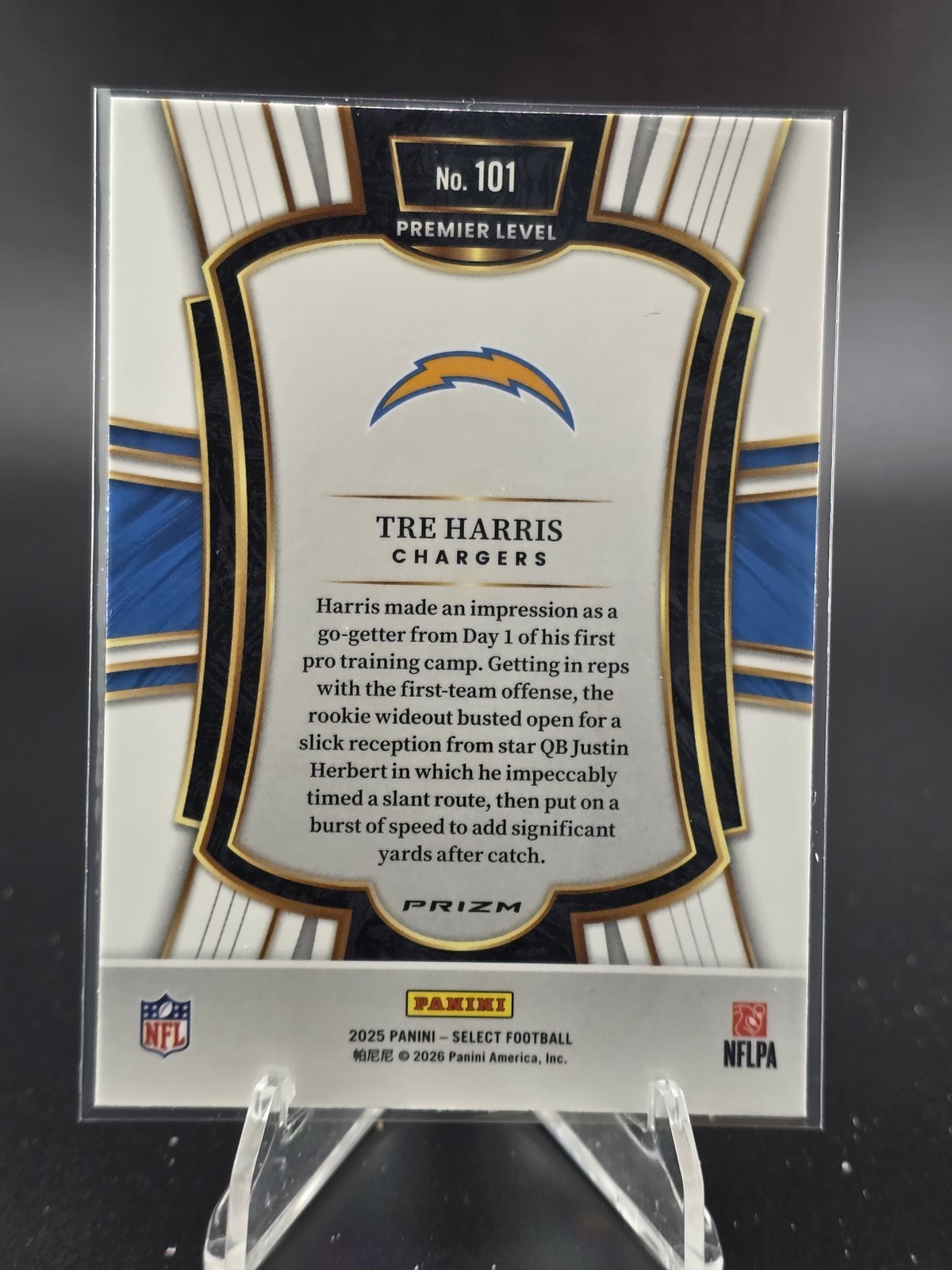 2025 Panini Select #101 Tre Harris Red and Blue Prizm Shock