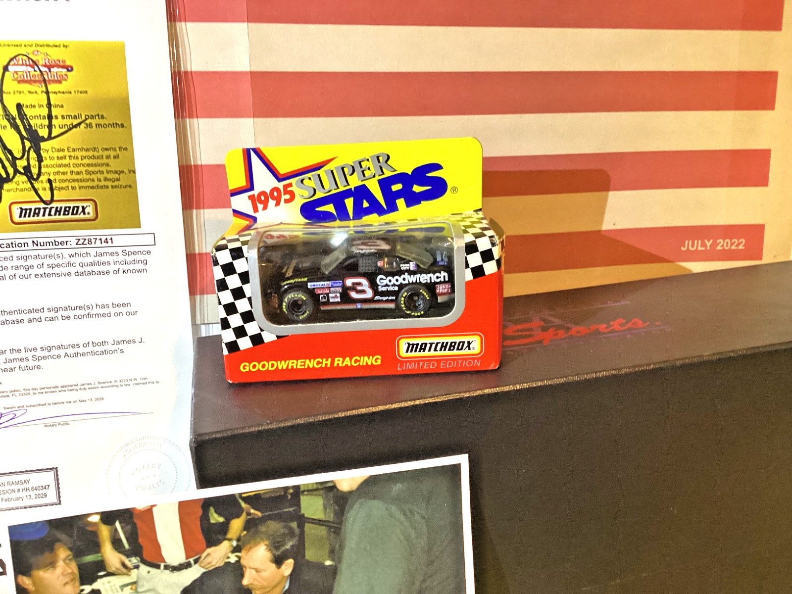 DALE EARNHARDT SIGNED 1995 LIMITED EDITION 1:64 MATCHBOX JSA LETTER AUTHENTICITY
