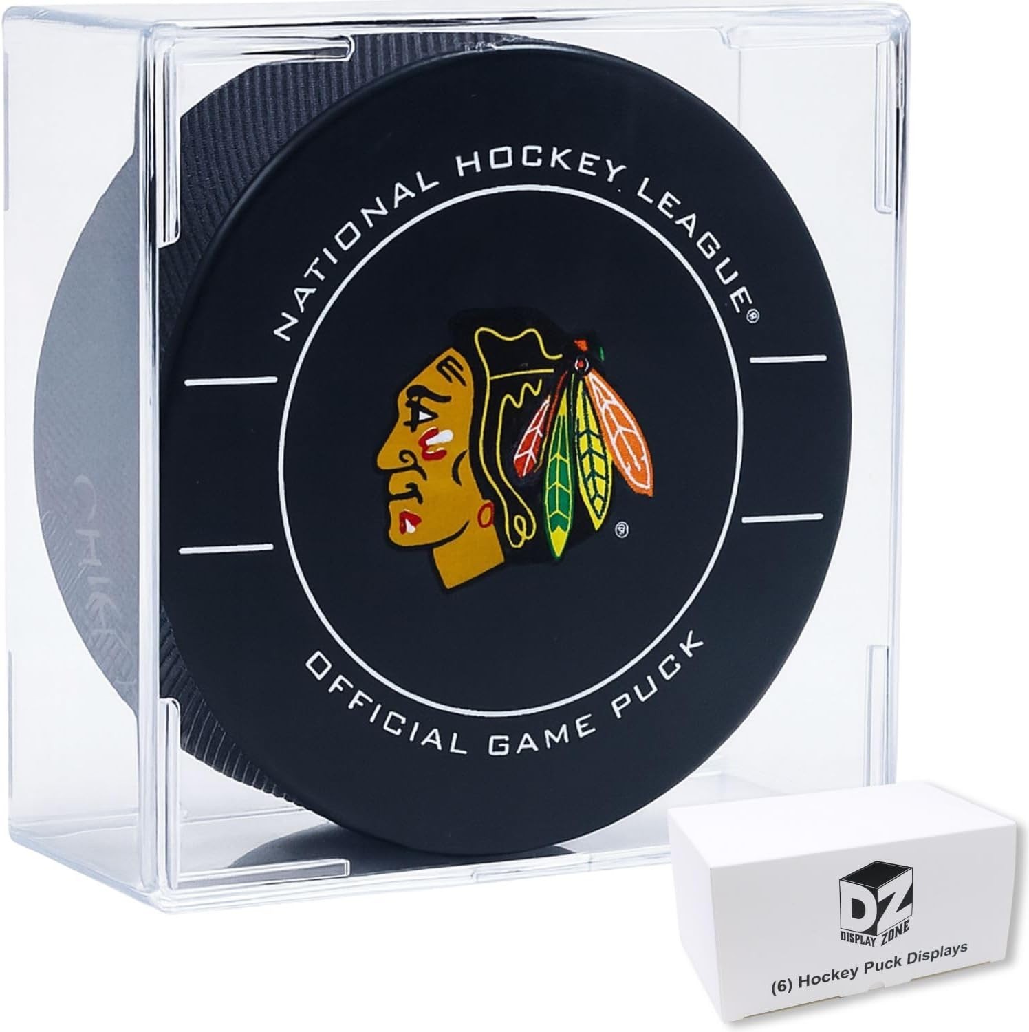 6 Count Acrylic Hockey Puck Display Cases Fits Official NHL Size Crystal Clear