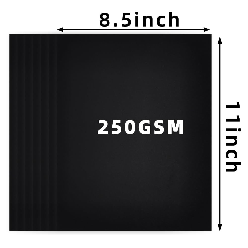30 Sheets Black Cardstock, 8.5 x 11 Card Stock, 92lb/250gsm Thick Cover Stock, H