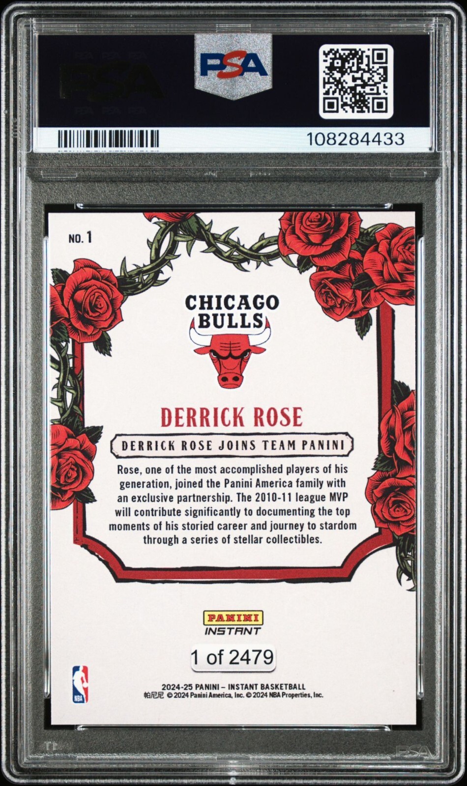 PSA10 2024 PANINI INSTANT LOVE MANIFESTED: THE DERRICK ROSE COLLCTION 1 DERRICK