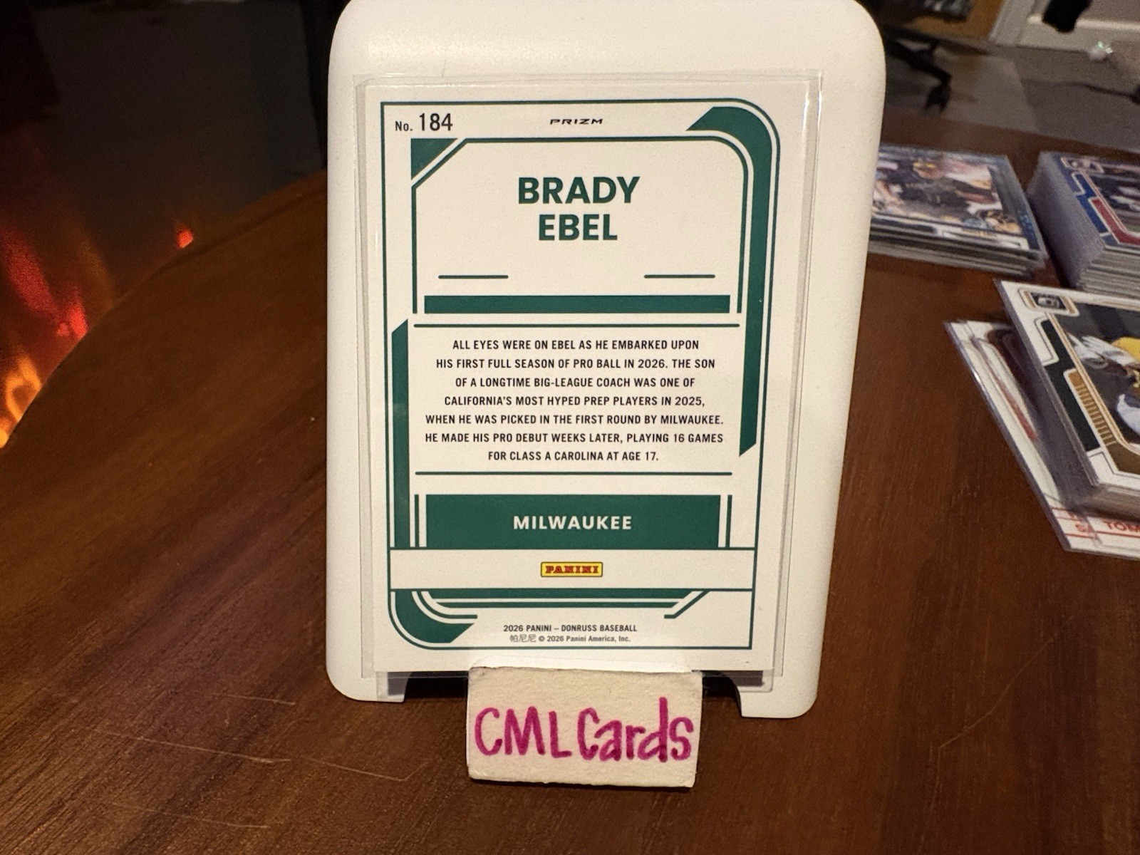 Panini 2026 Donruss Optic Brady Ebel Rated Prospect Prizm Laser Milwaukee #184