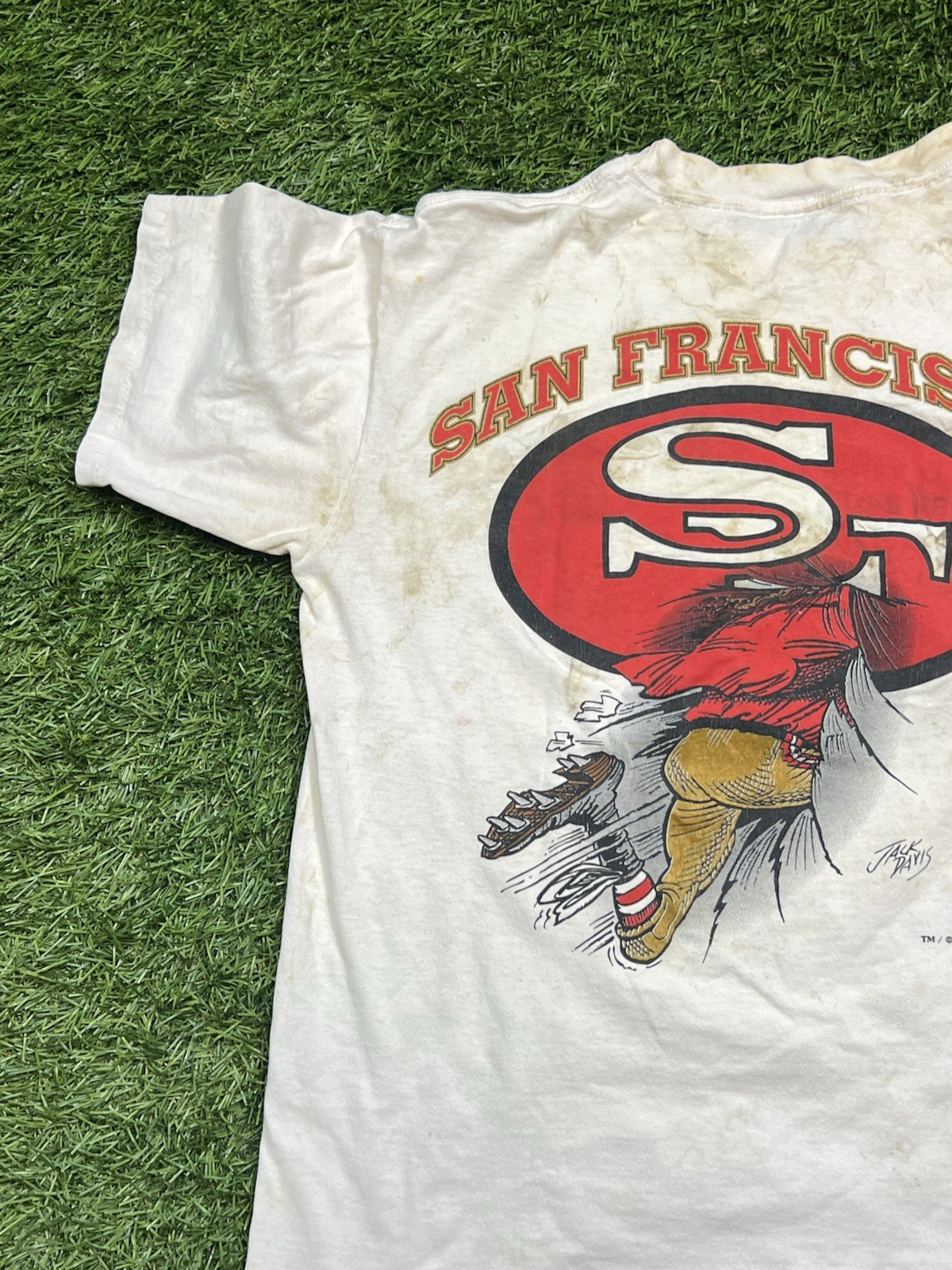 San Francisco 49ers NFL Caricature T-Shirt Men’s M Double Sided Vintage 90s