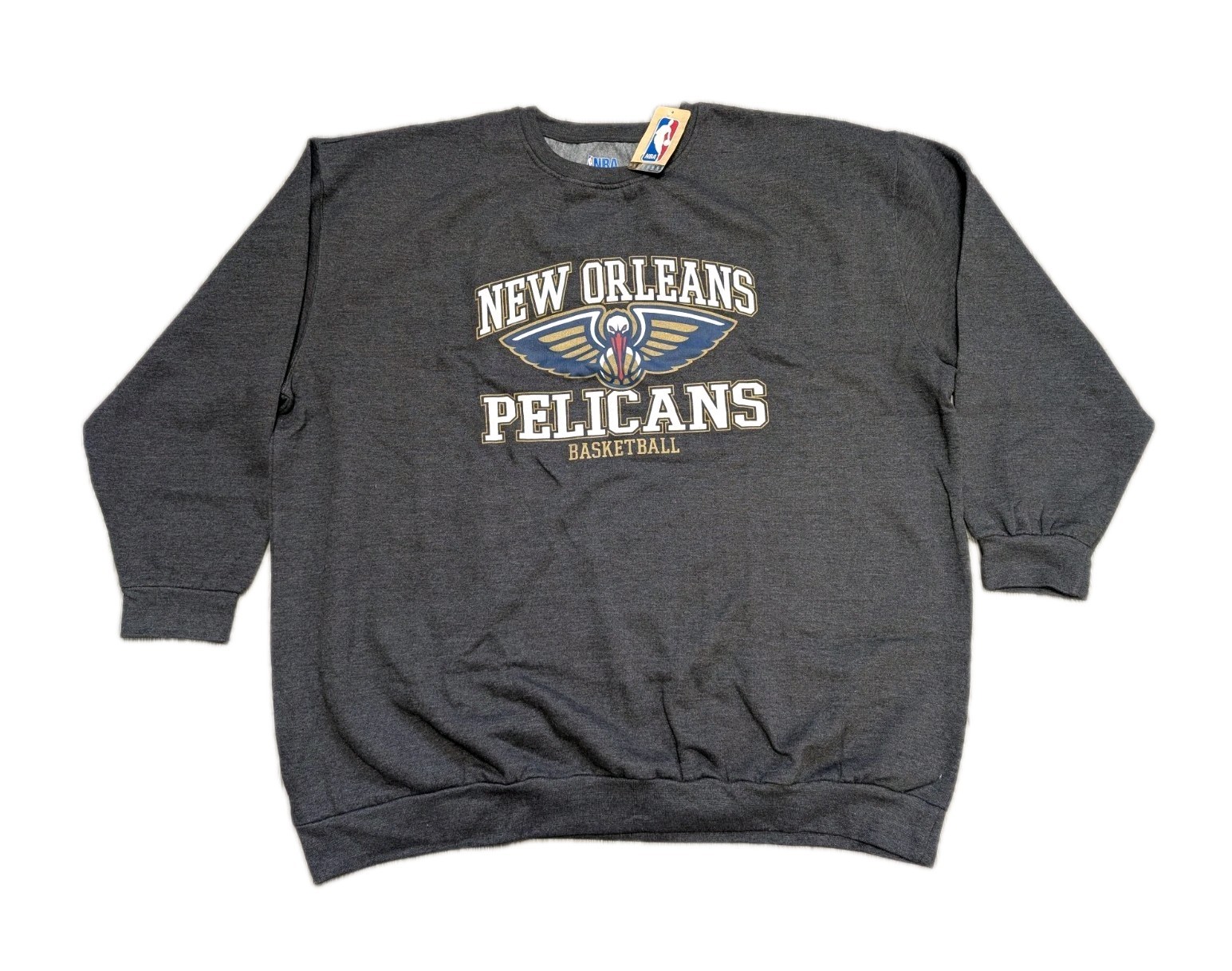 NWT New Orleans Pelicans NBA Mens Size 4XL Sweatshirt Dark Heather Gray Crew