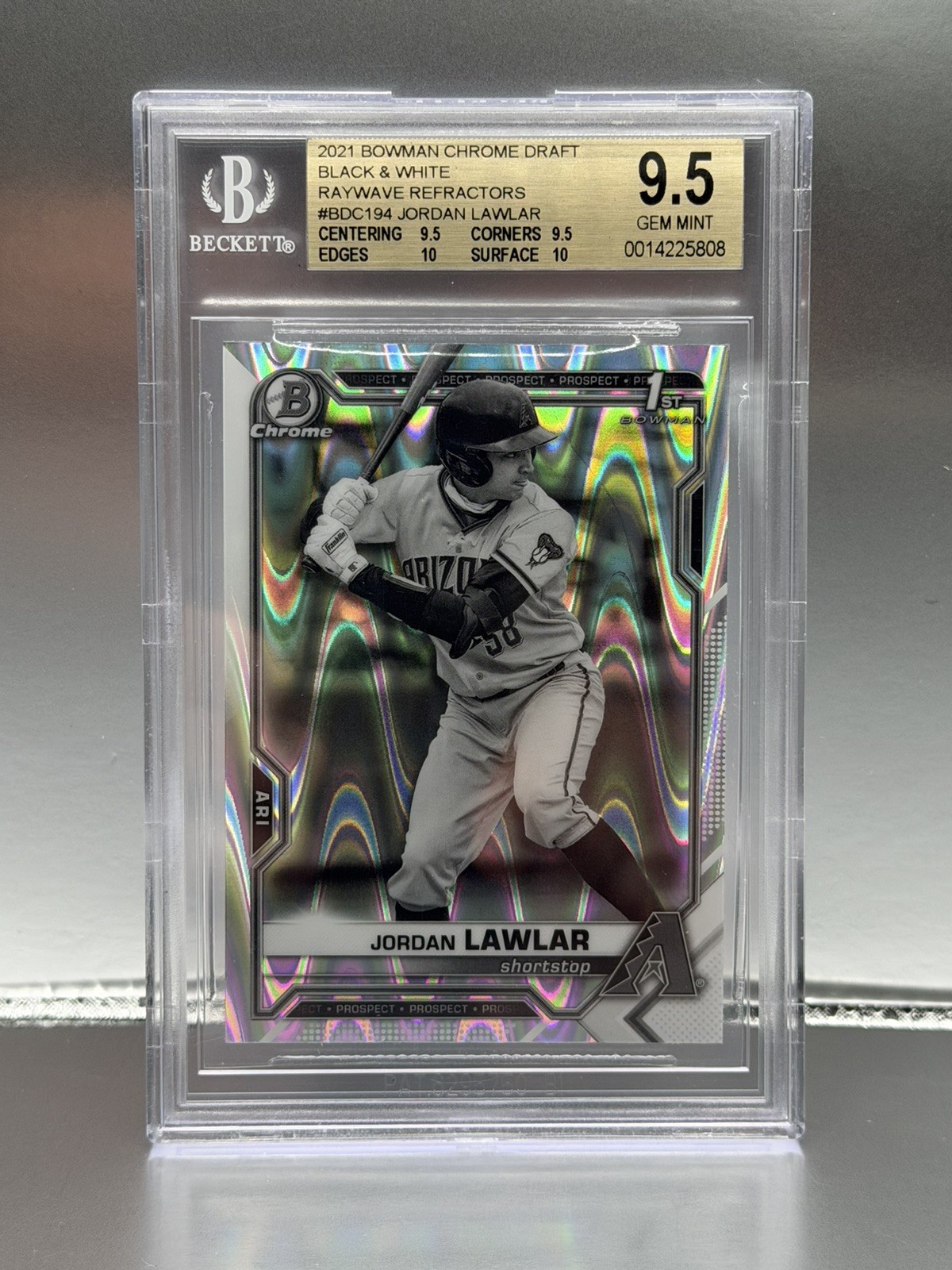 2021 1st Bowman Chrome Draft Jordan Lawlar Black White RayWave Refractor BGS 9.5