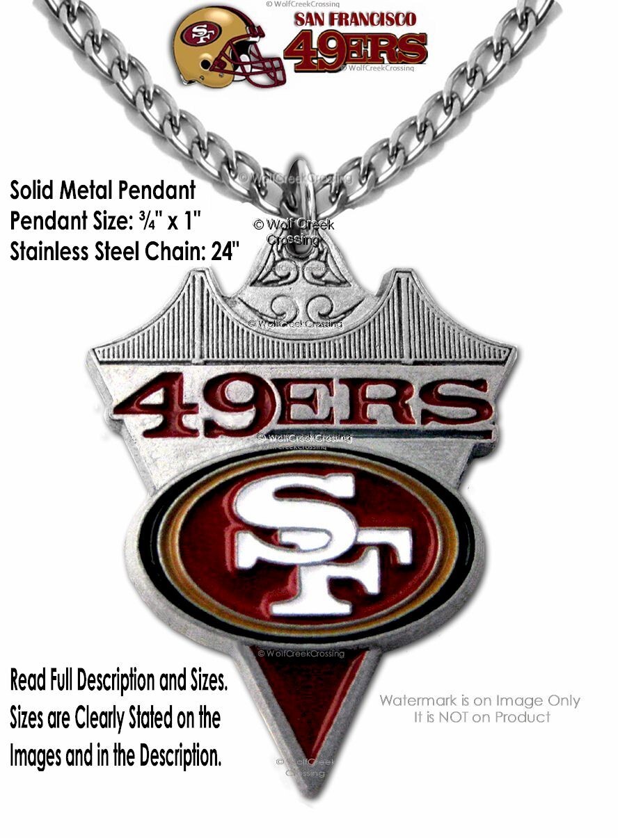 SAN FRANCISCO 49ERS NECKLACE STAINLESS STEEL CHAIN FOOTBALL SPORTS NFL #CA’