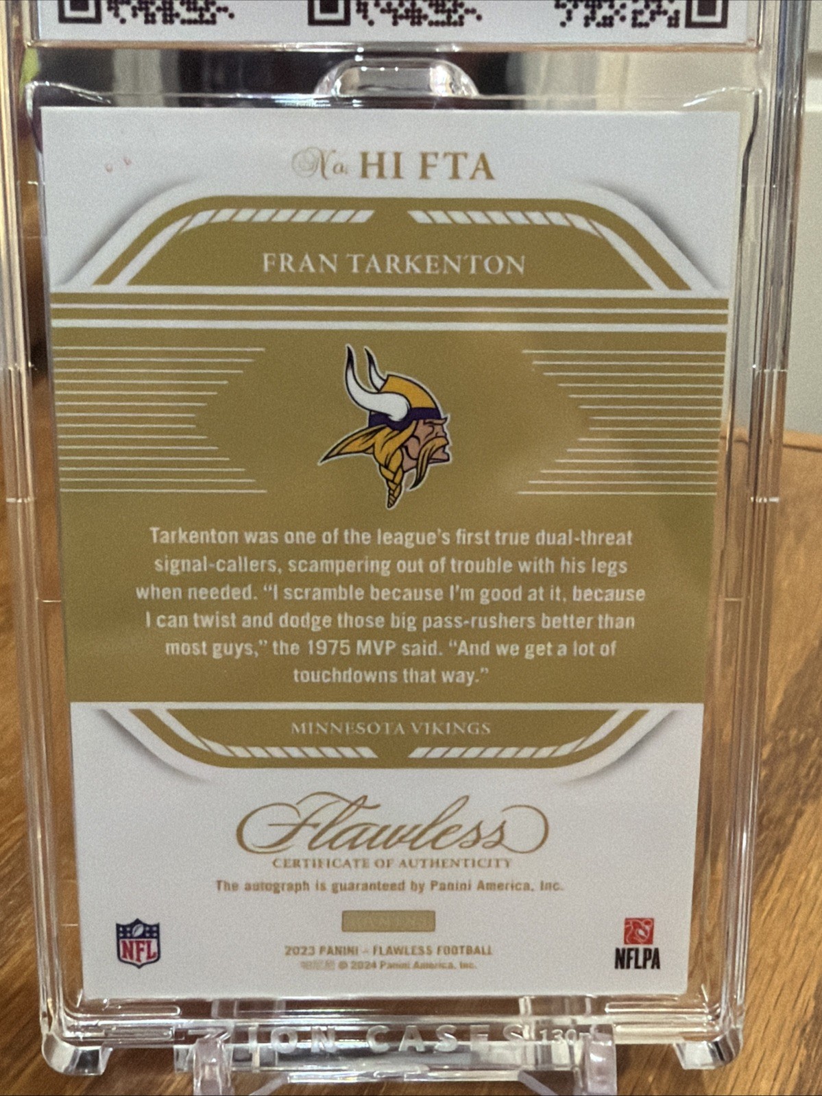 2023 Panini Flawless Fran Tarkenton Honored Ink Auto #/25 Vikings in New Case