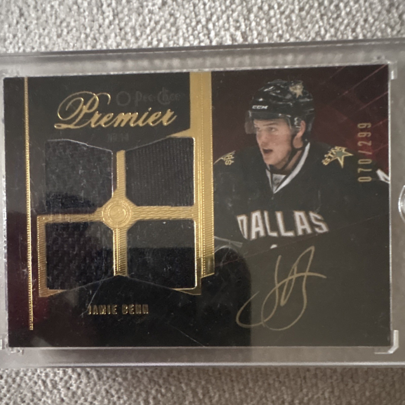 Upper Deck 2009-10 O-Pee-Chee Premier Jamie Benn RC Auto MEM /299 #75
