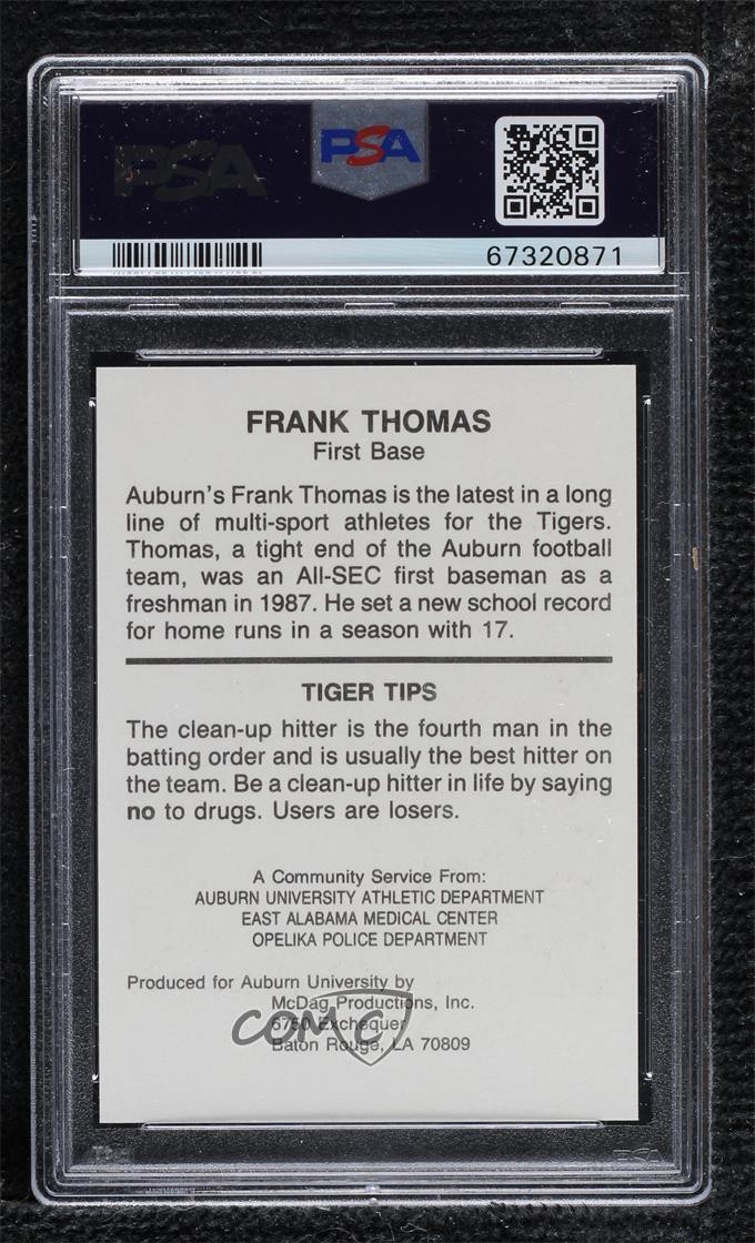 1987-88 McDag Auburn Tigers Frank Thomas HOF 7t6