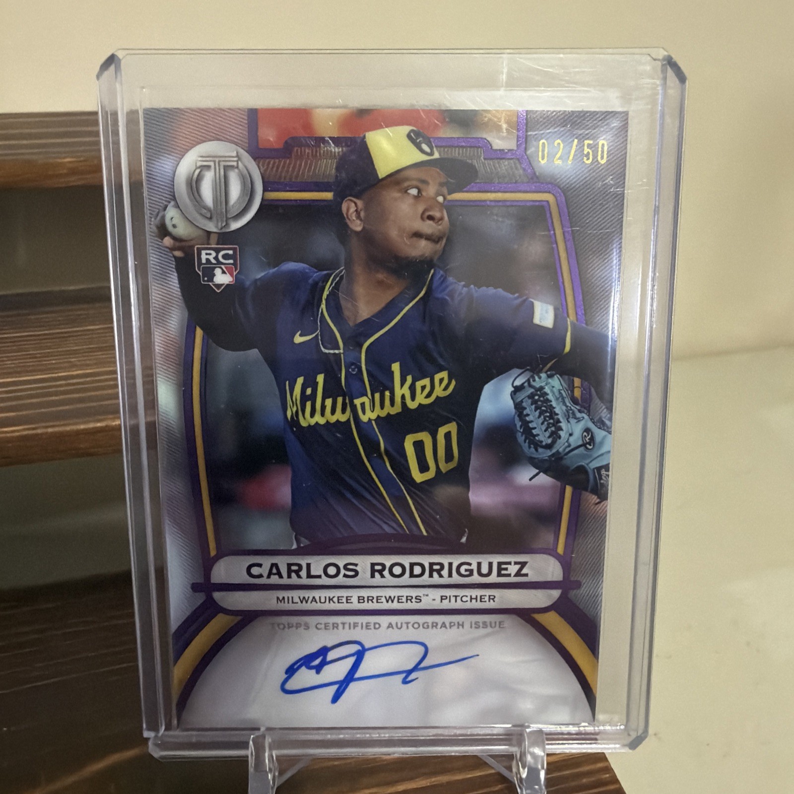 Carlos Rodriguez 2024 Topps Tribute RC Purple /50 Rookei AUTO #TA-CR Brewers